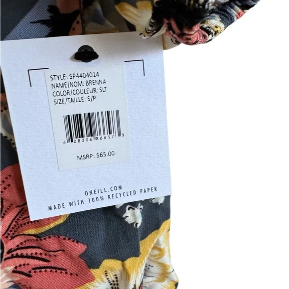 O'Neill Navy Floral Puff Sleeve Blouse - Picture 3 of 5